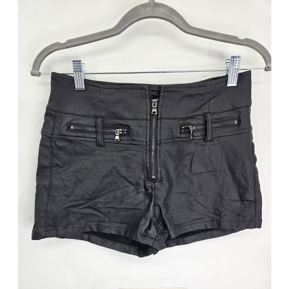 Ramisu Collection Faux Leather High Waist Moto Goth Short Size M Women's Black - Picture 1 of 6